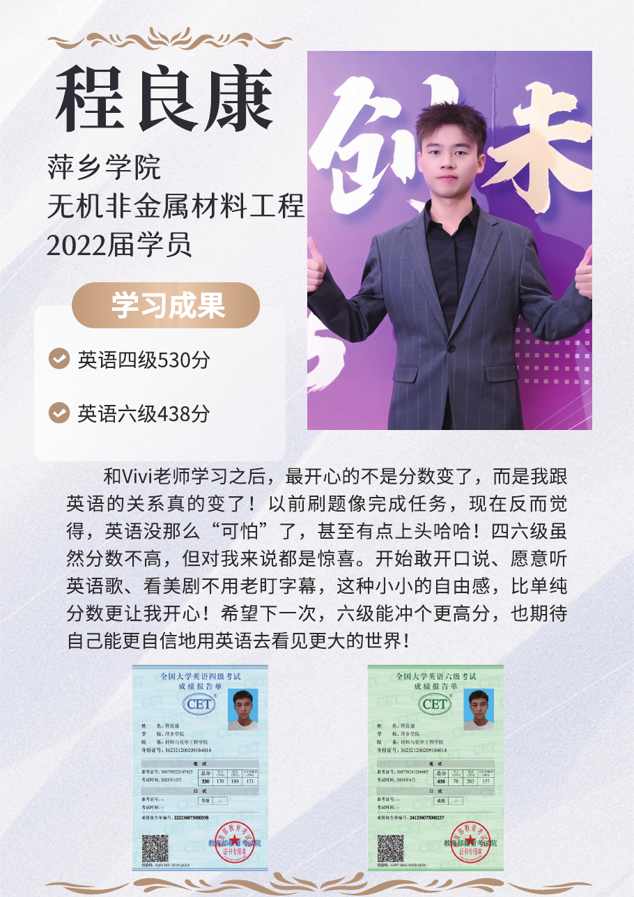 程同学 · 成绩与证书