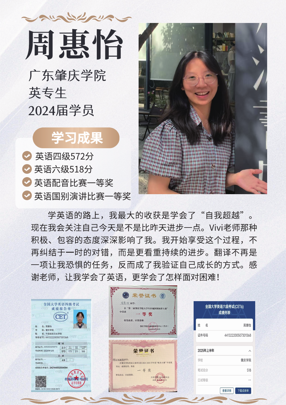 周同学 · 成绩与证书